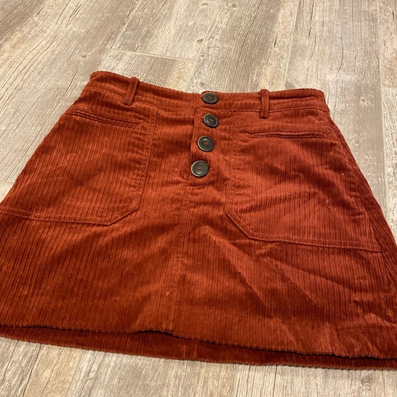 Burnt Orange Skirt- corduroy with buttons - Picture 3 of 3